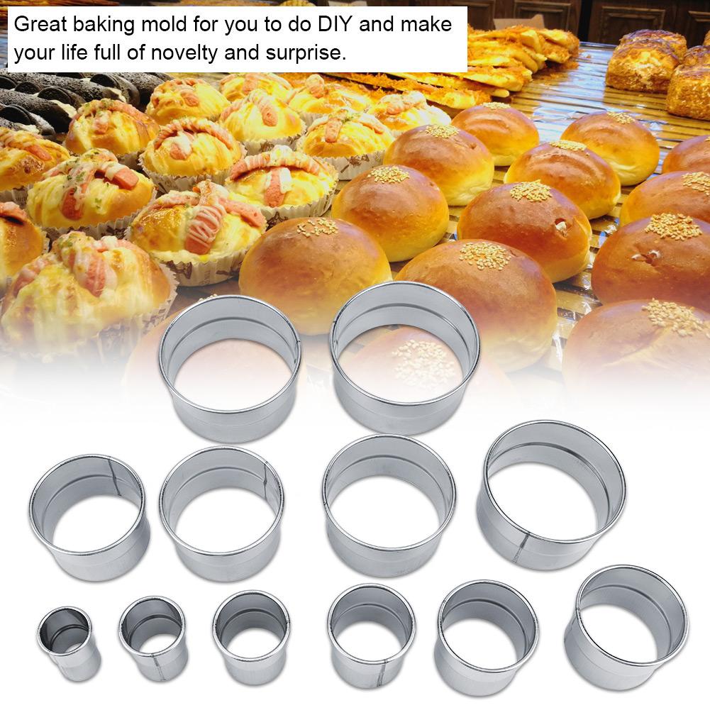 12PCS Stainless Steel Round Cutters Pastry for Baking Dough Mousse Cake Pizza with Premium Rustproof Cylindrical Design