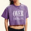 Футболки с принтом надписи "Over Thinking Art", женская мода, хлопковый кроп-топ, уличная одежда, ретро летние футболки