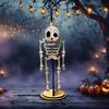 Halloween Swingy Skeleton Ornament Creepy Tree Swing Ghost Wooden Table Sign with Base Home Office Desktop Party Decoration