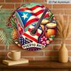2D Flat, 1pc Round Cinco De Mayo Aluminum Hanging Sign, Colorful Mexican Fiesta Dancing Folk Flower Sombrero Design, Vibrant Metal Wall Decor