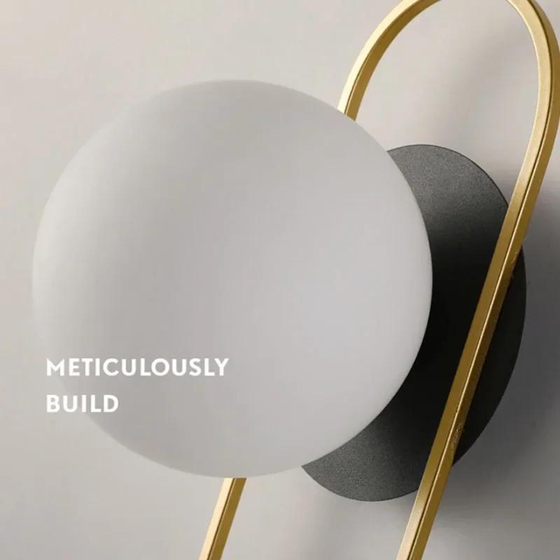 Современный светодиодный настенный светильник Iron Glass 7 Вт, скандинавский блеск, золотисто-черный, потолочный фонарь, лампа для спальни, настенный светильник для гостиной