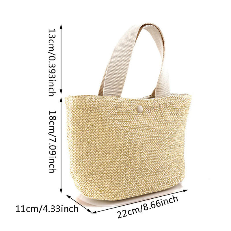 Casual Rattan Women's Handbag Summer Beach Straw Bag Woven Handbag Large Capacity Ladies Travel Bag