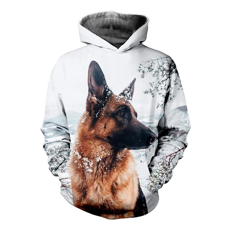 Детская толстовка-пуловер для мальчиков с животным-собакой, с длинным рукавом, карманом, детская, повседневная, с 3D-принтом