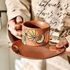 Фарфоровая расписанная вручную кофейная чашка с блюдцем Набор для завтрака с длинной ручкой керамическая чашка и блюдце