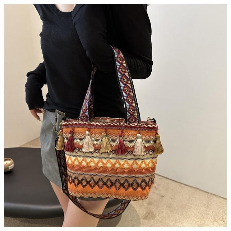 Модная и ретро сумка через плечо, летняя женская сумка на одно плечо с бахромой, вместительная сумка-тоут