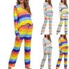 Ladies' Loose And Comfortable Striped Printed Home Clothes Long Sleeved Pants Casual And Fashionable Two-piece Set