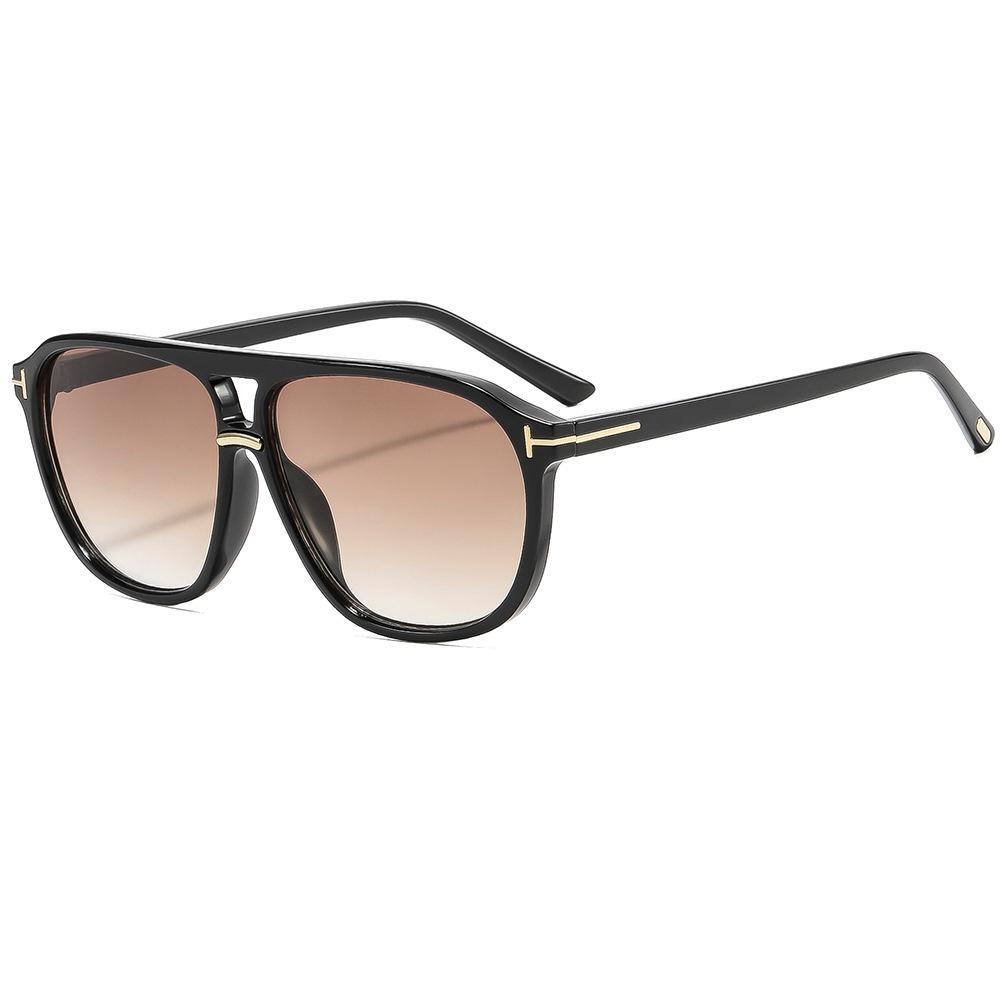 New fashion retro casual double beam polygonal sunglasses ins personalized versatile travel street photo sunscreen sunglasses