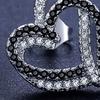 Yousheng Набор украшений 'Переплетающиеся сердца' Черно-белые Сердца со стразами Ожерелье и серьги Подвеска 'Двойное сердце' Украшения для вечеринок свадеб