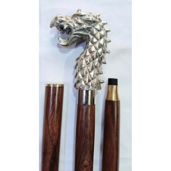 Деревянная трость Старинный дизайн головы дракона Ручка Стиль Винтажная трость Подарок