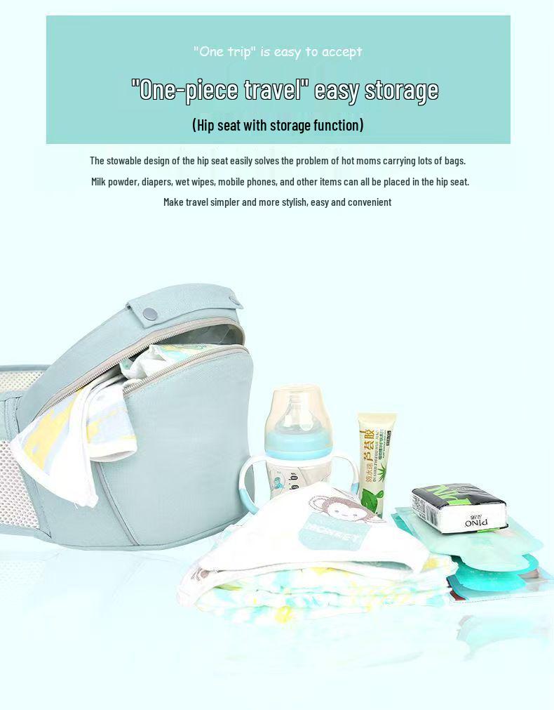 Foldable Dual-Use Baby Carrier Waist Stool with Double Shoulder Support