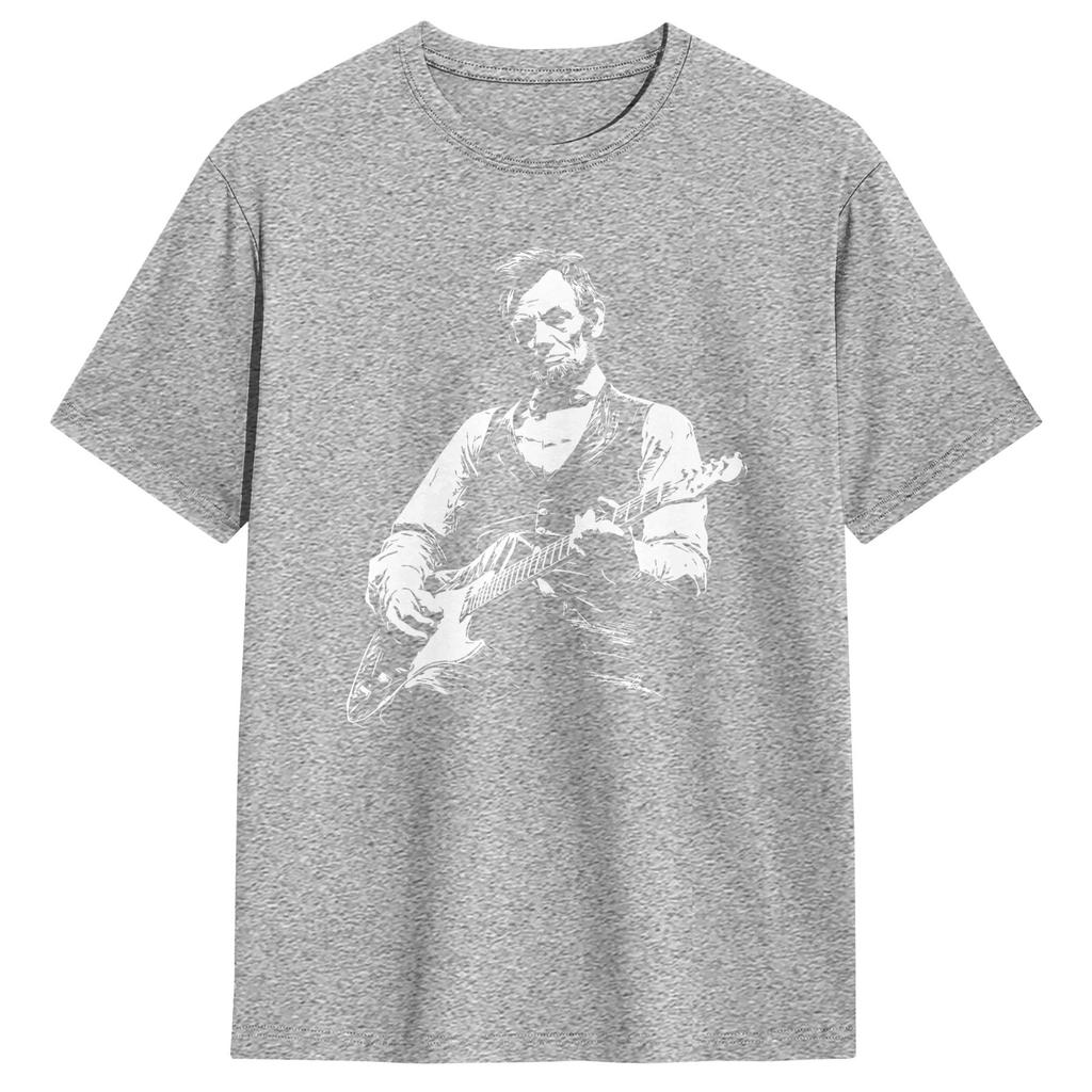 President Abraham Lincoln Playing Guitar Abe Lincoln Cotton T Shirt For Unisex Summer Awesome T Shirts Hippie Tee Shirt Tops