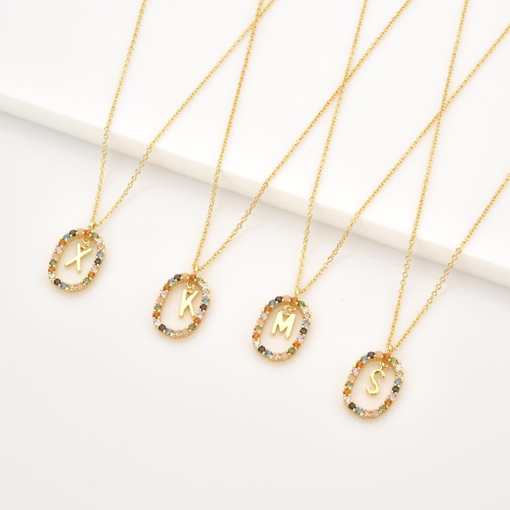 Ожерелье на длинной цепочке из стерлингового серебра 925 пробы с золотыми буквами A - Z в виде инициала MSCK с подвеской в виде алфавита