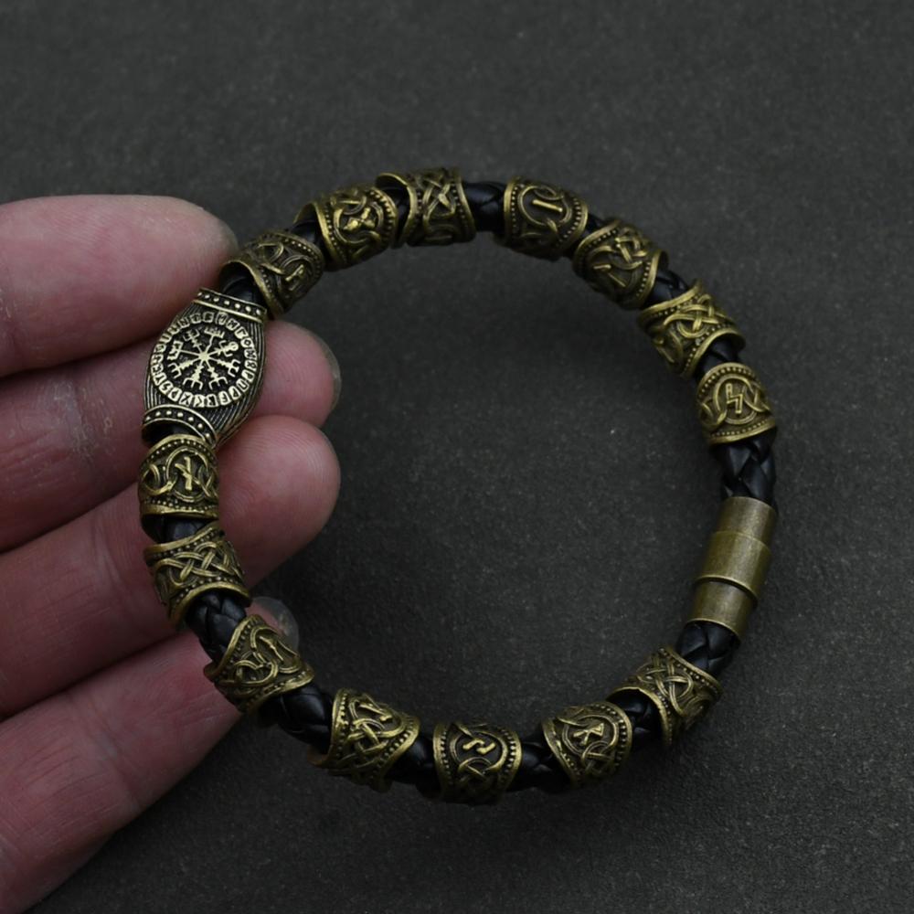 Браслет с рунами викингов Vikingo 3 шт. / 11 шт. / 13 шт. / 15 шт. Бусины с рунами Компас Вегвизир Амулет Браслет викинга Славянский Аксессуар