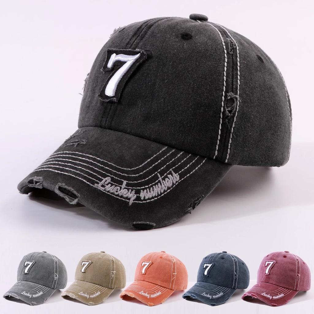 Korean version of heavy industry washed baseball cap spring and summer versatile hole old wide brim show face small washed cap
