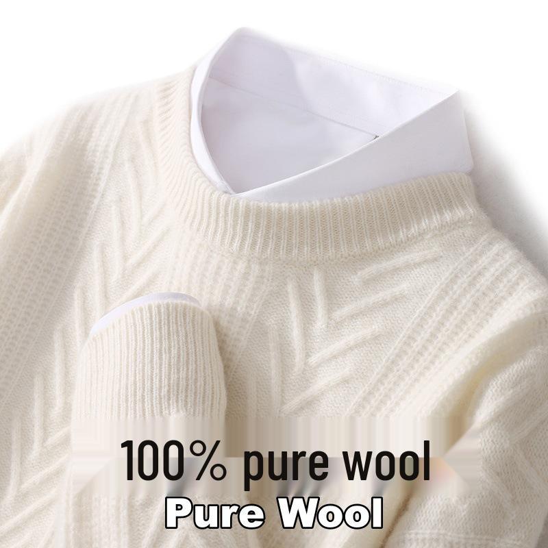 Men's Warm Wool Round Neck Sweater - Autumn/Winter Thick Knit