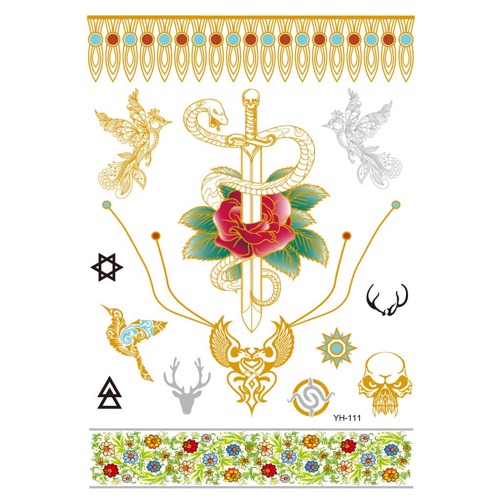 Metallic Gold Butterfly Tattoo Silver Waterproof Temporary Tattoos Stickers On The Body Women Men Boho Resort Style