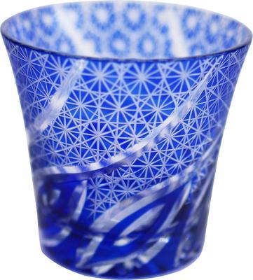Стеклянный стакан Ase Shinzo Shoten Kiriko Rocks Glass Tokimeki, 250 мл, синий 9085BU