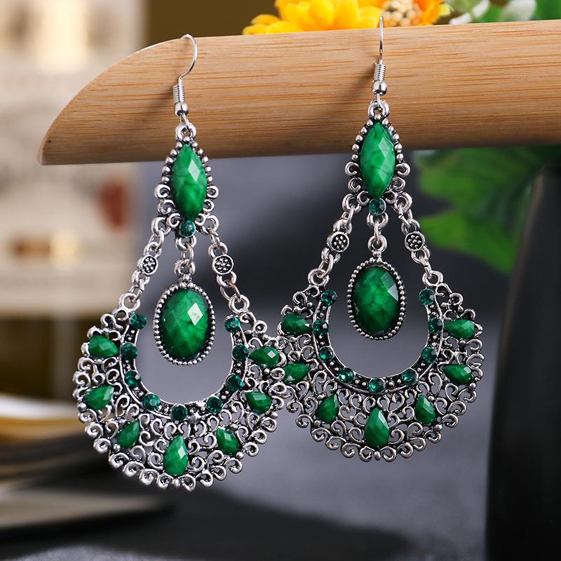 Ethnic Boho Women Drop Dangle Earrings Hollow Bead Crystal Antique Bohemian Wedding Earring