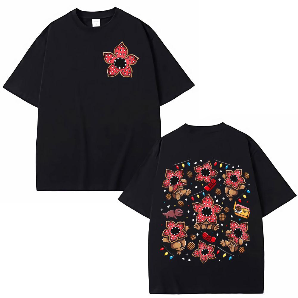 Eddie Munson The Demogorgon Tshirt with Man Eating Flower Monster Pattern 2026 Summer Mens Womens Cotton Tshirt Street Wear