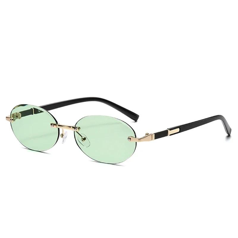 New Popular Women Men Shades Oval Sun Glasses for Woman Man Summer Traveling UV400 Rimless Sunglasses Round Fashion Gafas De Sol