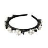 Shining Rhinestone Faux Pearls Flower Decor Women Headband Non-slip Elastic Double Layer Bangs Clips Hair Hoop Hair Accessories