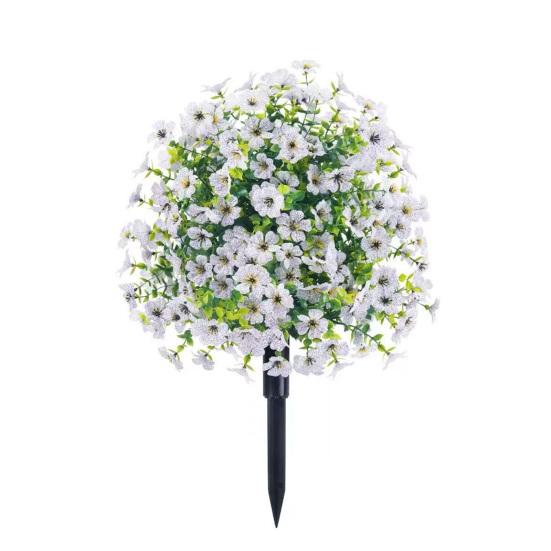 Искусственное топиарное шаровидное дерево с фиолетовыми цветами для улицы, искусственные кустарники с грунтовым колышком, устойчивые к УФ-лучам, искусственные кусты для украшения переднего крыльца, сада, кашпо