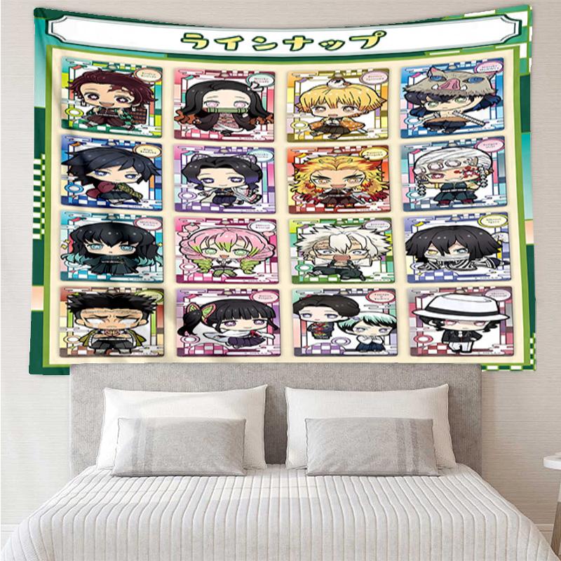 Demon Slayer characters1 Tapestry for Bedroom Aesthetic Classroom Tapestries Wall Hanging for Living Room Dorm Office,Ideal Creative Gift