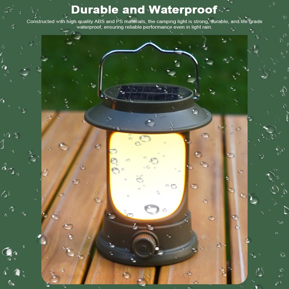 Солнечная лампа для кемпинга, портативная светодиодная лампа для палатки, перезаряжаемый фонарь для кемпинга, водонепроницаемая поддержка