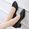 New Shallow Shoes Autumn Comfortable Low Heel Leather Shoes Comfortable Non-slip Medium Work Shoes Thick Heel