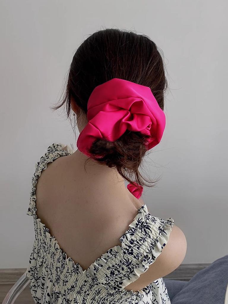 Lystrfac Stain Silk Oversize Scrunchies for Women Girls Solid Color Hair Rope Elastic Hair Band Hair Tie Hair Accessories
