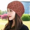 Women's Thin Single Layer Knitted Hat Spring Autumn Hollow Wool Hat Short Style Breathable Pull-On Hat