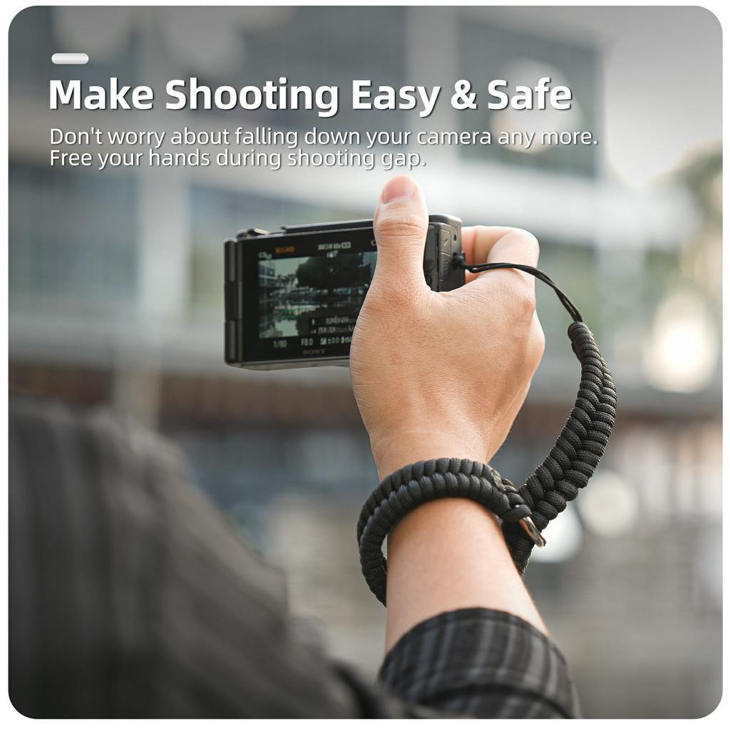 SUNNYLIFE GS039 Universal Action Camera Wrist Strap Anti-Loss Braided Hand Strap with 1/4 inch Carbon Steel Screw