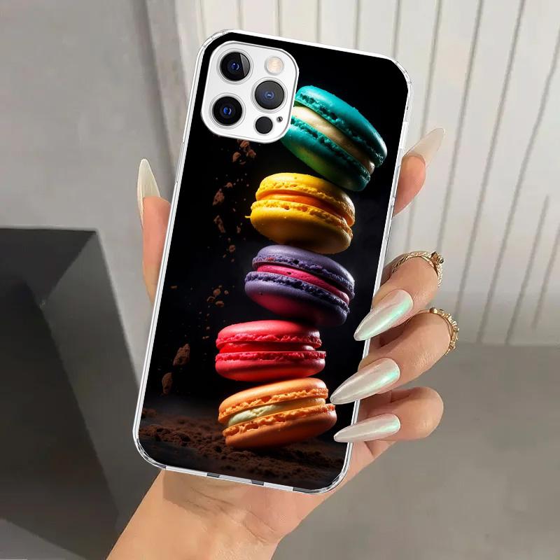 Чехол для телефона Macaron Ice Cream Cake Doughnut для Iphone 17 Air 16 15 Plus 14 13 Mini 12 11 Pro Max 16E 7 8 SE 2020 Мягкий Funda Prin
