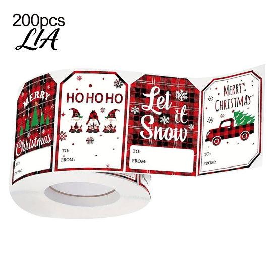 Personalized Gift Labels Christmas Thank You Stickers, Red And Black Plaid Print Decorative Labels, Packaging Seals Festive Supplies with Writing