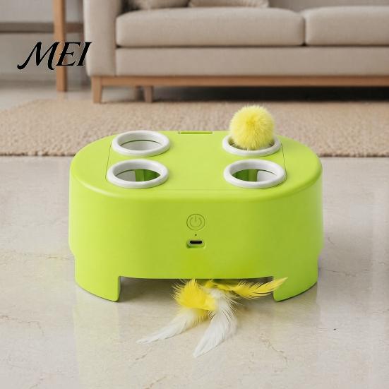 USB Rechargeable Cat Toys for Indoor Exercise Interactive Toy, Whack a Mole Feather Toy with Kittens And Adults 3 Modes, Automatic Kitten Bored Cats