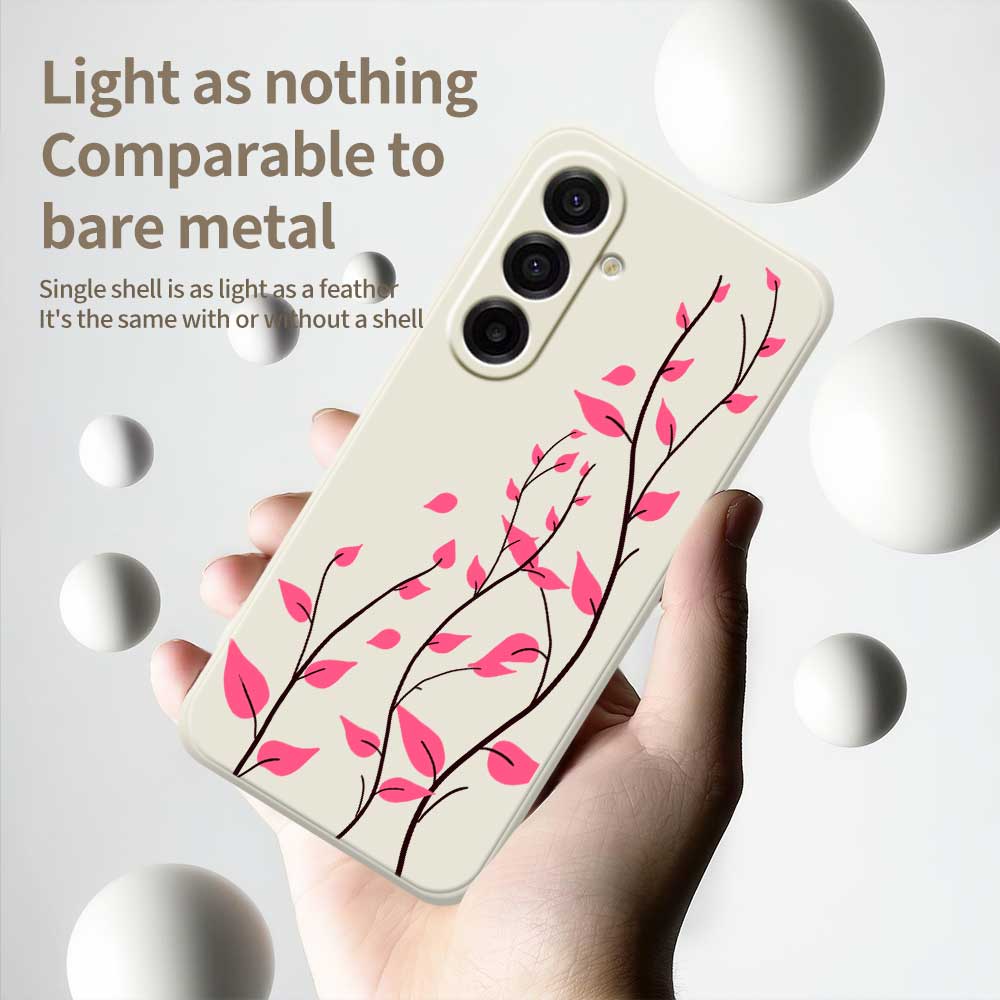 For Samsung Galaxy A17 5G Case Red Leaves Pattern Printing Straight Edge TPU Phone Back Cover