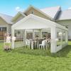 6m x 4m Heavy Duty Garden Gazebo, Galvanised Marquee Party Tent with Removable Sides and Windows for Parties, Wedding and Events, White