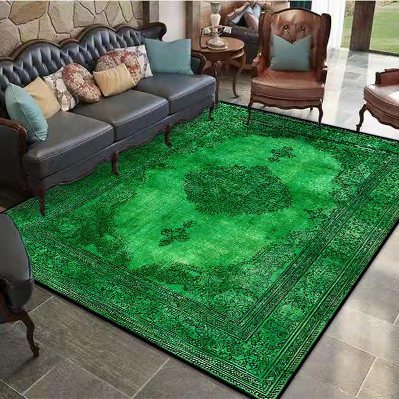 Зеленый Персидский Ковер Украшение Гостиной Спальни Нескользящий Коврик для Пола Легко Чистить Ковры для Зоны Дивана Ковры для Гостиной Моющиеся Входные Коврики