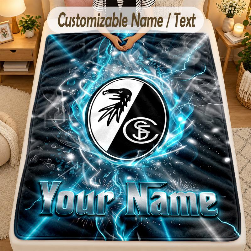 Flannel BlanketSC Freiburg FC Custom Name Text Personalized Soft Warm Throw Blanket Home Decor Gift