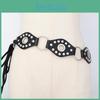 Rivet Retro Metal Buckle Leather Splicing Waist Belt Bohemian Style Trendy For