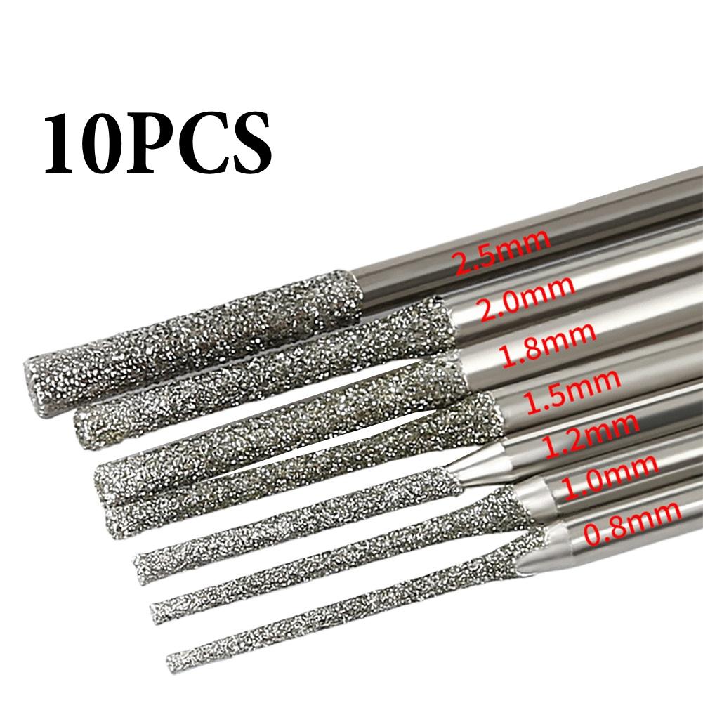 10PCS 0.8-2.5mm Emery Drill Bits 2.35mm Diamond Sand Drilling Extended Drill Bit Hardware Power Tool Accessories