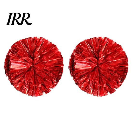 Cheer Squad Accessories 2 Pcs Cheerleader Pom Poms Metallic Holographic with Mini Cheerleading Balls Handle Ring for Sports Team Spirit Party