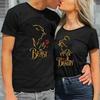 King Queen Couples T Shirt Beast Beauty Print Couple T Shirt Summer Fashion Women T-shirt Casual O-Neck Tops Lovers Men Tee Shirt