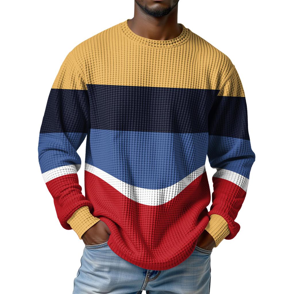 Мужской трикотажный повседневный пуловер с воротником - Длинный рукав для ежедневной носки