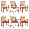 VidaXL Set of 6 Outdoor Dining Chairs with Cushions, Patio Seats, Dining Chairs, Garden Patio Furniture, 3078347