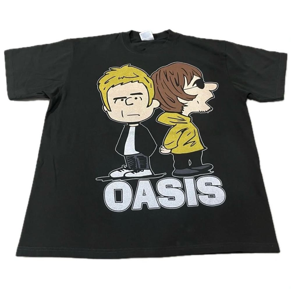Винтажная футболка OASIS Snoopy Peanuts XL 90-х годов, группа Liam, двусторонняя, Hanes, РЕПРИНТ