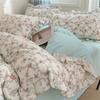 Ins Style Korean Princess Washed Cotton Four Piece Set Fresh Lace Duvet Cover Set, Bed Sheet Three Piece Set On the Bed
