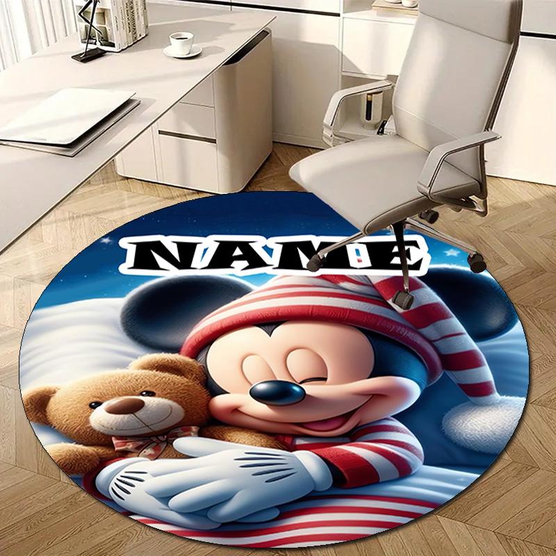 Personalized M-Mickey Round Chair Office Rug - Perfect for Mat, Office Chair & More - Ideal Gift for Birthdays and Holidays