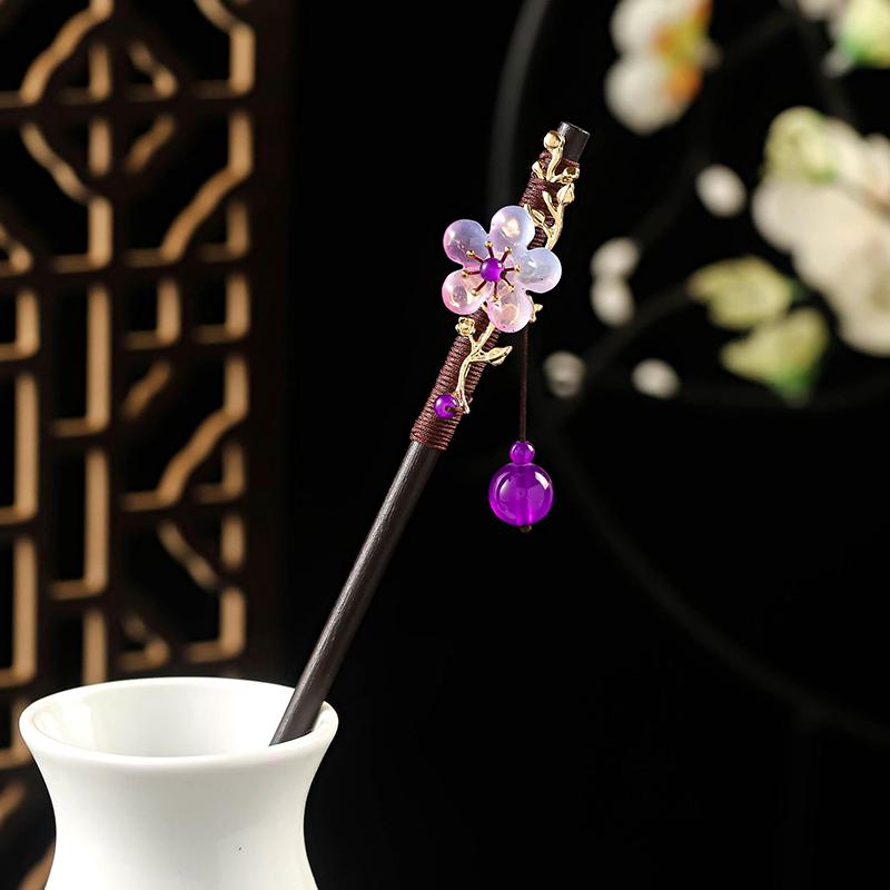 1PC Tassel Elegant Hair Accessories Pretty Ancient Style Classical Flower High-end Hairpin Exquisite Wooden