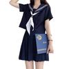 Sailor Navy for High School JK Halloween Short Front Pleated Class Authentic Navy Blue School School Graduation School Set [GSYCL] Uniform, Blue,